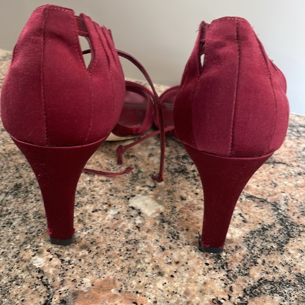 Staud Ankle Strap Satin Heels - Picture 3 of 8